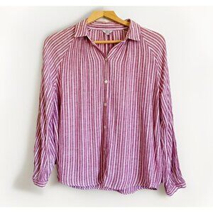 Rails Women’s Small Natalie Lucia Red Stripe Button Up Top Linen Coastal Beachy